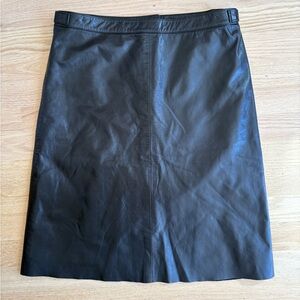 Theory Black Leather Pencil Skirt